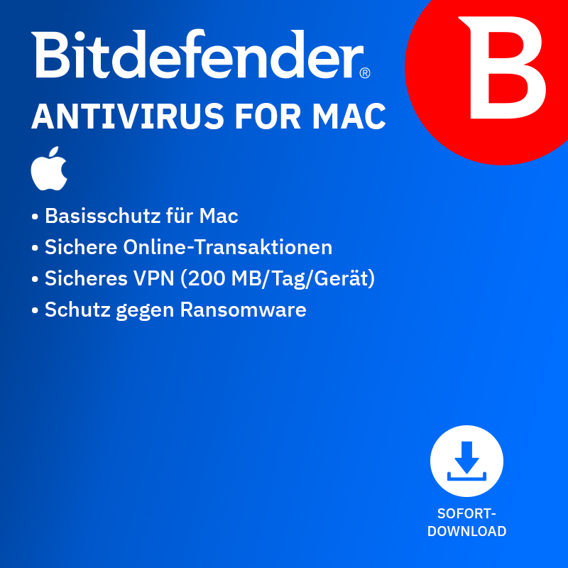 Bitdefender Antivirus for MAC (3 Device - 2 Jahre) DACH ESD
