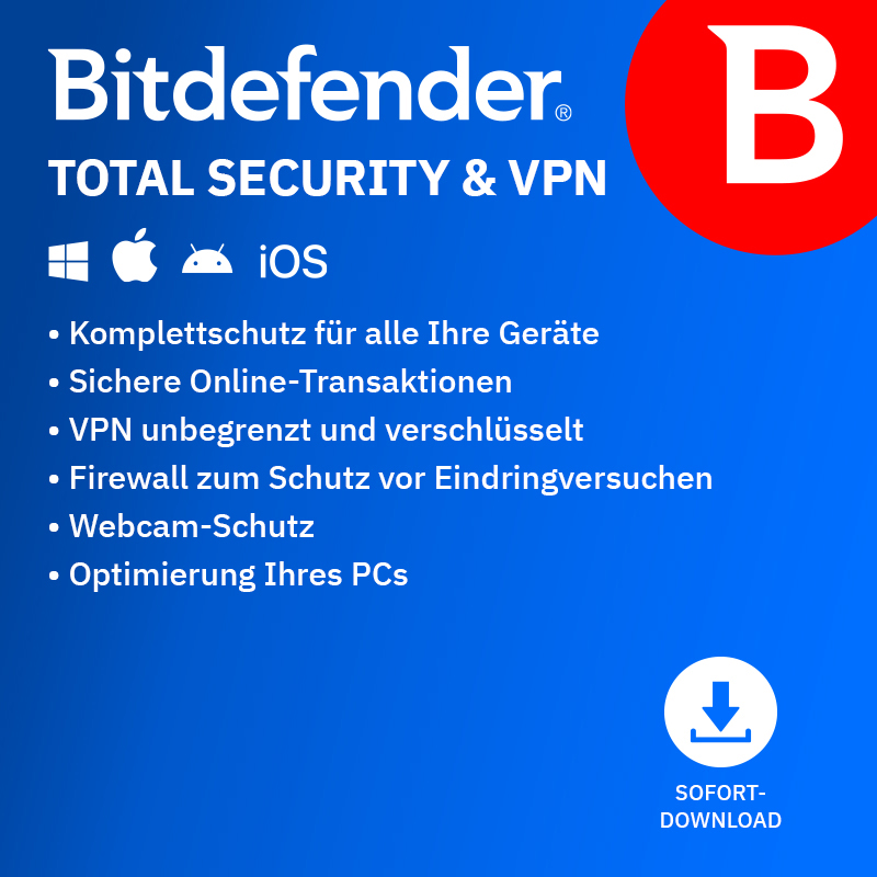 Bitdefender Total Security + VPN (10 Device - 1 Jahr) DACH ESD