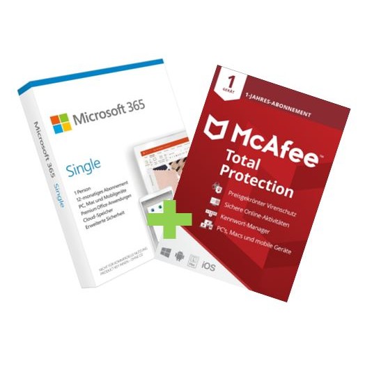 Bundle Microsoft 365 Single & McAfee Total Protection (1 Device - 1 Jahr) ESD