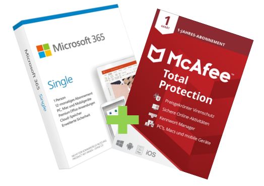Bundle Microsoft 365 Single & McAfee Total Protection (1 Device - 1 Jahr) ESD