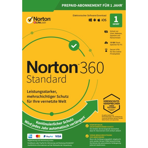 Norton 360 ABO Standard inkl. 10GB (1 Device - 1 Jahr) ESD