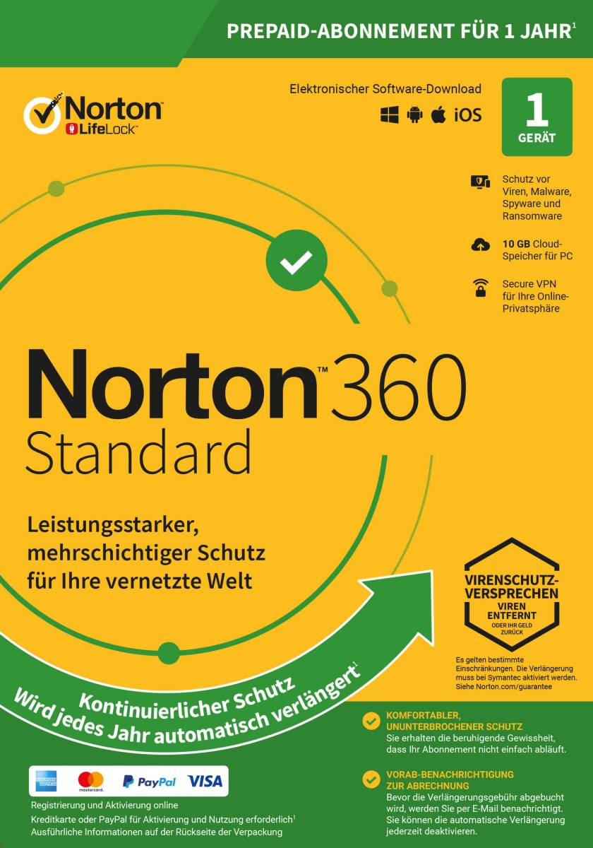 Norton 360 ABO Standard inkl. 10GB (1 Device - 1 Jahr) ESD