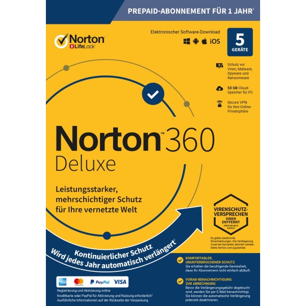 Norton 360 ABO Deluxe inkl. 50GB (5 Device - 1 Jahr) ESD
