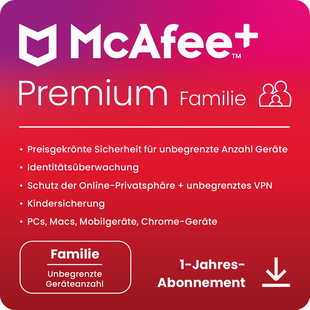 McAfee+ Premium Family Security (6 User - 1 Jahr) ESD
