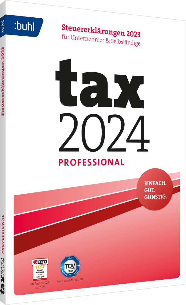BUHL tax 2024 Professional (für das Steuerjahr 2023) (3 User / 1 PC - 1 Jahr) ESD
