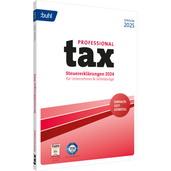 BUHL tax 2025  Professional (für das Steuerjahr 2024) (3 User / 1 PC - 1 Jahr) ESD