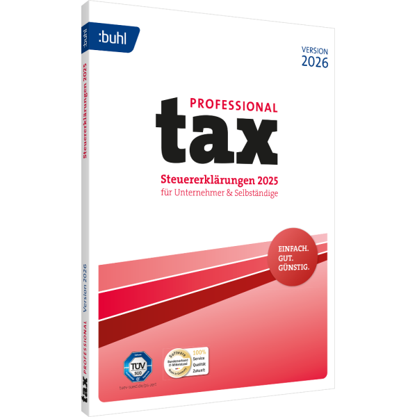 BUHL tax 2026  Professional (für das Steuerjahr 2025) (3 User / 1 PC - 1 Jahr) ESD
