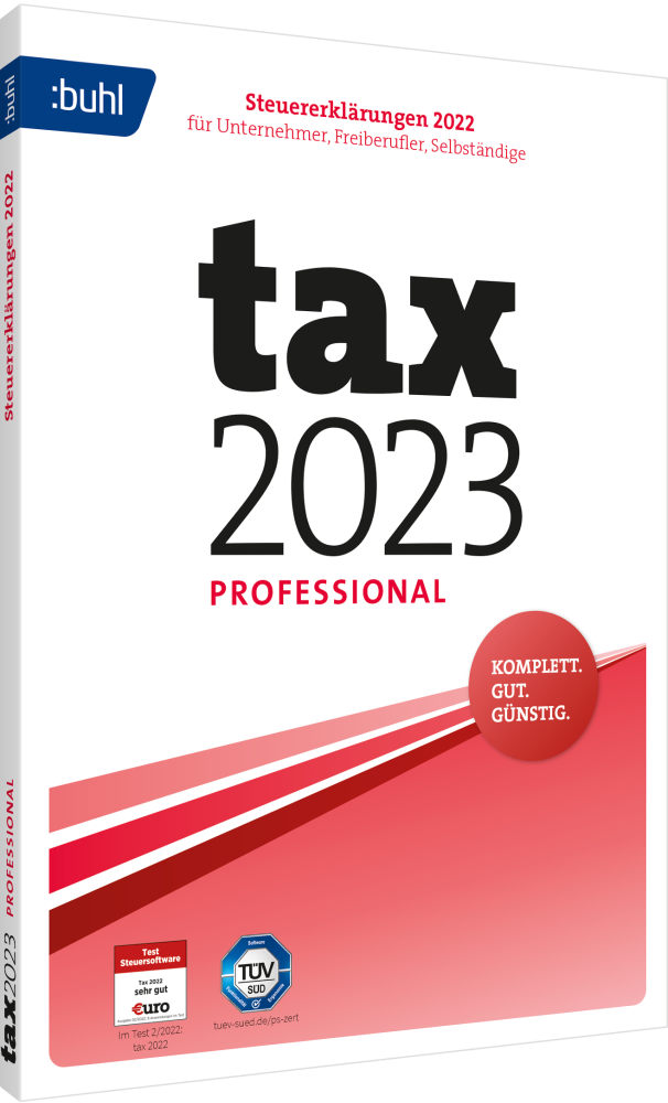 BUHL tax 2023 Professional (für das Steuerjahr 2022) (3 User / 1 PC - 1 Jahr) ESD